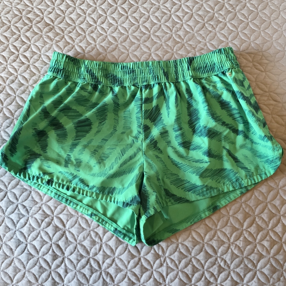 DSG Green Zebra Print Women's Athletic Brief Lined Shorts, DSG, Size Large